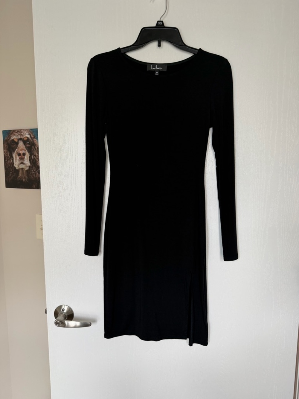 Lulu's Black Long-Sleeve Bodycon Dress with Side Slit